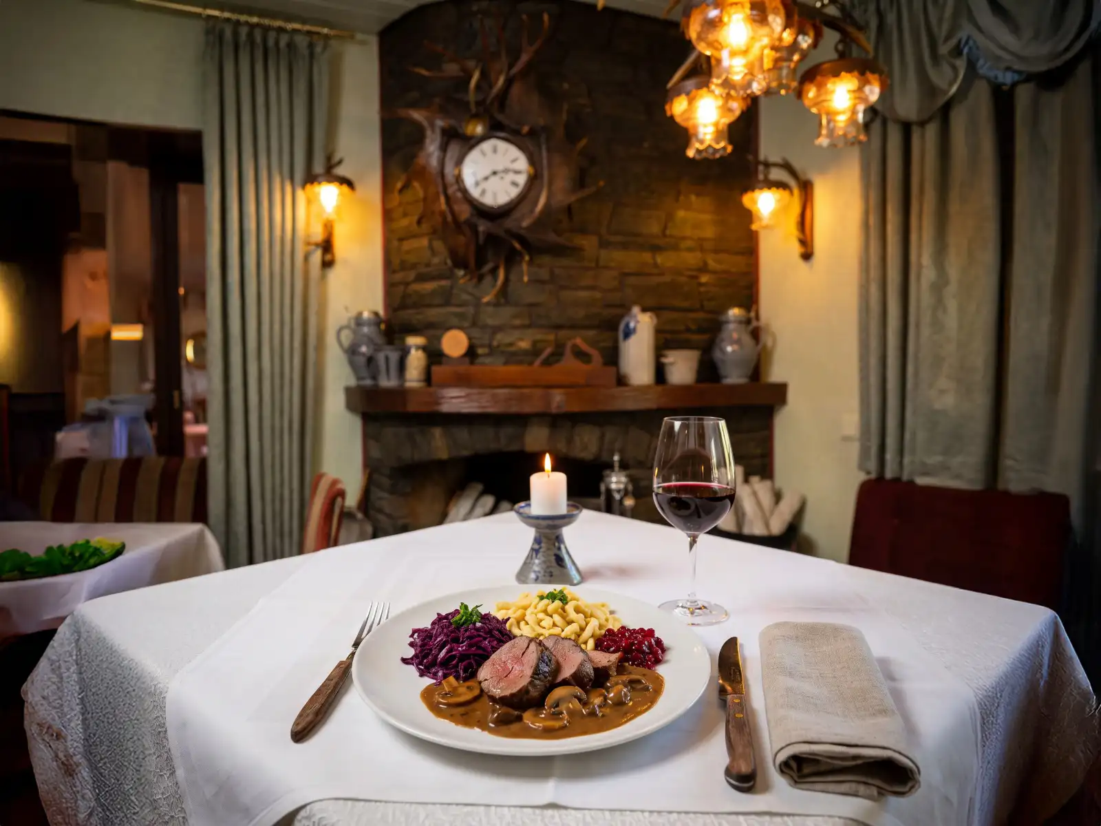 Plat de gibier préparé à la Studentenmühle